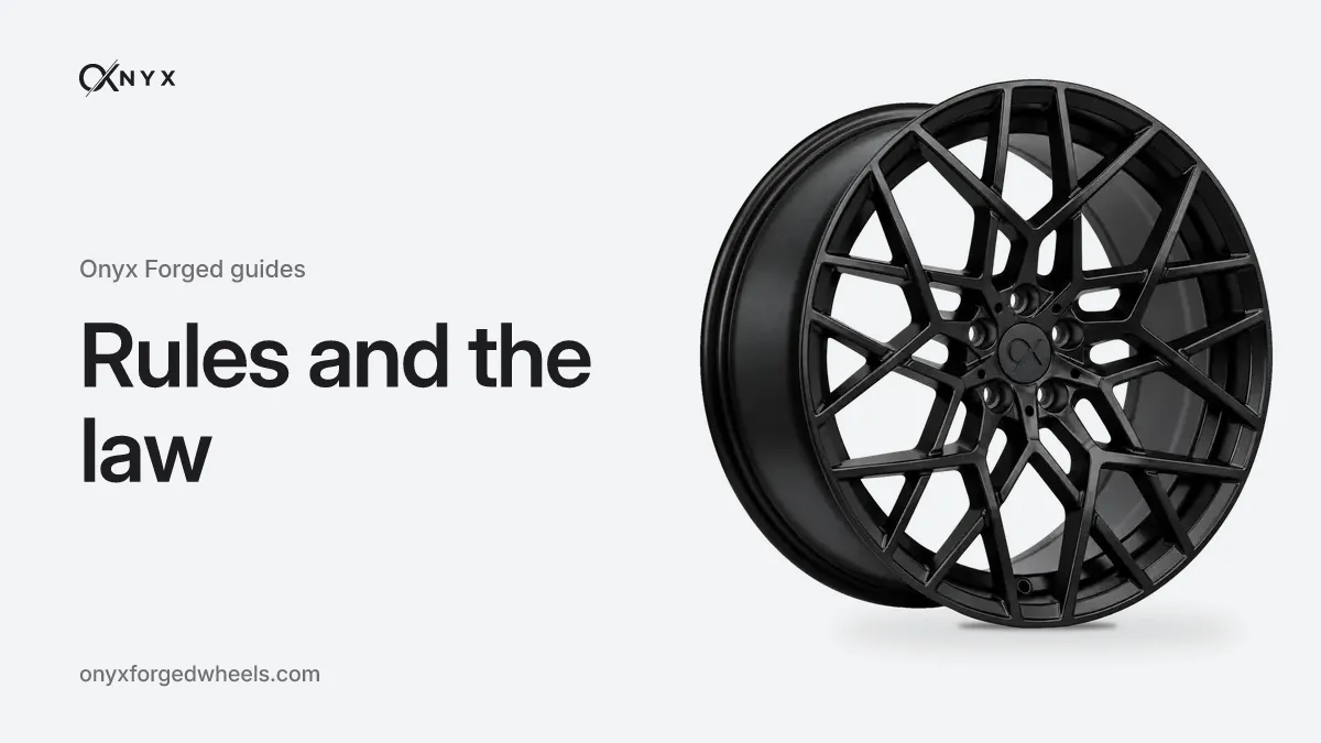 “Rules and the law” written next to an OX-TL10 Trellis forged wheel in a black finish, on a light aluminium background: cover of the Onyx Forged guides